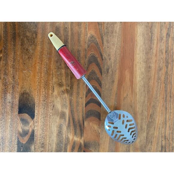 Vintage Stainless Steel Slotted spoon A&J Red and White - Picture 6 of 6